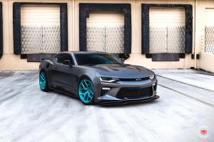 Chevrolet Camaro Matte Black on Vossen Wheels (S21-01) 2019 года